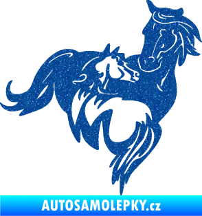 Samolepka Koníci 007 pravá klisna s hříbětem Ultra Metalic modrá