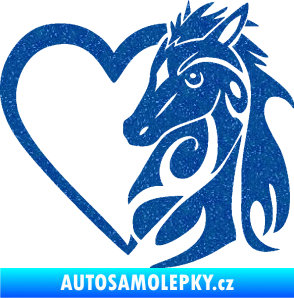 Samolepka Koník love 001 pravá hříbátko v srdíčku Ultra Metalic modrá