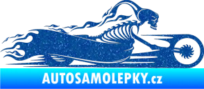 Samolepka Kostra na motorce s plameny pravá Ultra Metalic modrá