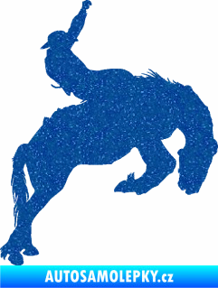 Samolepka Kovboj 001 pravá rodeo na koni Ultra Metalic modrá