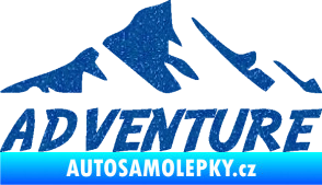 Samolepka Krajina hory 040 turistika, nápis Adventure Ultra Metalic modrá
