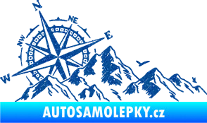 Samolepka Krajina hory 043 levá s kompasem Ultra Metalic modrá