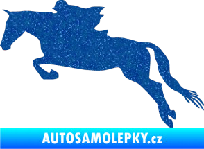 Samolepka Kůň 015 levá skok s jezdcem Ultra Metalic modrá