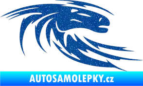 Samolepka Kůň 023 pravá hlava s vlající hřívou Ultra Metalic modrá