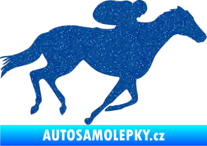 Samolepka Kůň 027 pravá závodí s jezdcem Ultra Metalic modrá