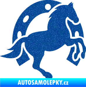Samolepka Kůň 033 pravá podkova Ultra Metalic modrá