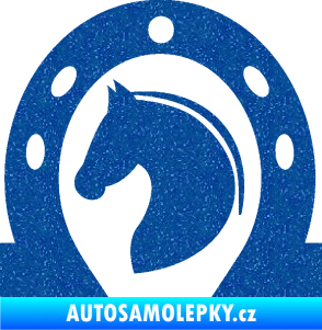 Samolepka Kůň 034 levá podkova Ultra Metalic modrá