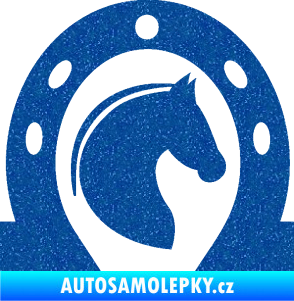 Samolepka Kůň 034 pravá podkova Ultra Metalic modrá