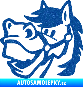Samolepka Kůň 041 levá veselý Ultra Metalic modrá