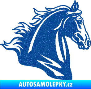 Samolepka Kůň 058 pravá hlava s hřívou Ultra Metalic modrá