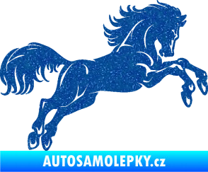Samolepka Kůň 062 pravá ve skoku Ultra Metalic modrá