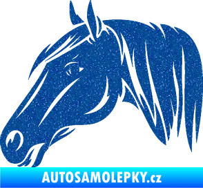 Samolepka Kůň 065 levá hlava s hřívou Ultra Metalic modrá