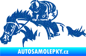 Samolepka Kůň 075 levá závod s jezdcem, dostihy Ultra Metalic modrá