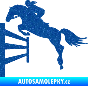 Samolepka Kůň 080 levá skok přes překážku Ultra Metalic modrá