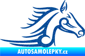 Samolepka Kůň 081 pravá hlava tattoo Ultra Metalic modrá