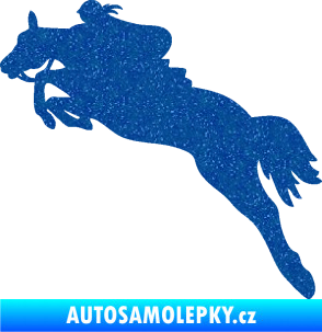 Samolepka Kůň 084 levá s jezdkyní Ultra Metalic modrá