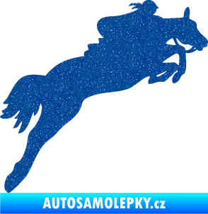 Samolepka Kůň 084 pravá s jezdkyní Ultra Metalic modrá
