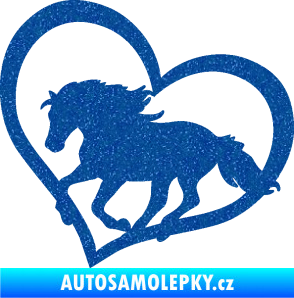 Samolepka Kůň 087  levá v srdíčku Ultra Metalic modrá