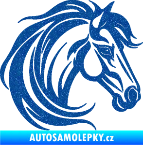 Samolepka Kůň 103 pravá hlava Ultra Metalic modrá
