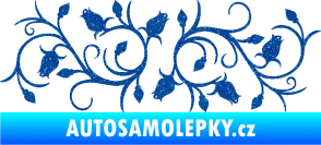 Samolepka Květina dekor 010 levá růžičky Ultra Metalic modrá