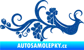 Samolepka Květina dekor 014 pravá páv Ultra Metalic modrá