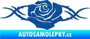 Samolepka Květina dekor 020 levá růže s trny Ultra Metalic modrá