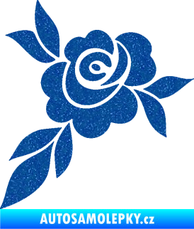 Samolepka Květina dekor 043 levá  květ růže s listy Ultra Metalic modrá