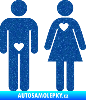 Samolepka Láska muže a ženy levá Ultra Metalic modrá