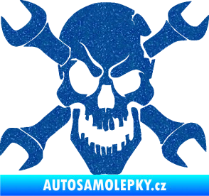 Samolepka Lebka 015 pravá zkřížené klíče Ultra Metalic modrá
