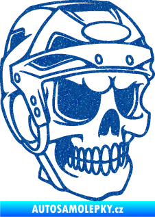 Samolepka Lebka 023 pravá hokejista Ultra Metalic modrá