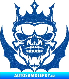 Samolepka Lebka 024 s korunou Ultra Metalic modrá