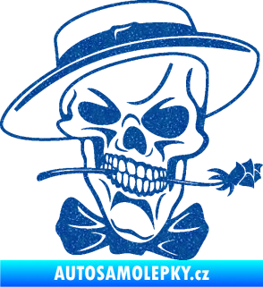 Samolepka Lebka 029 pravá s květinou Ultra Metalic modrá
