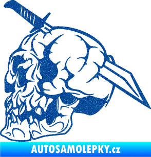 Samolepka Lebka 031 levá probodnutá nožem Ultra Metalic modrá