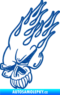 Samolepka Lebka 041 levá v plamenech Ultra Metalic modrá