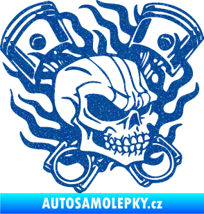 Samolepka Lebka 048 pravá písty a plameny Ultra Metalic modrá