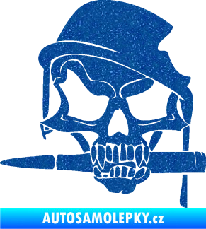 Samolepka Lebka 056 levá s nábojnicí Ultra Metalic modrá