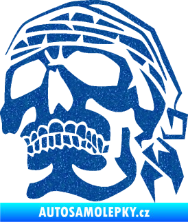 Samolepka Lebka pirát levá Ultra Metalic modrá