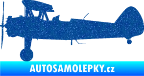 Samolepka Letadlo 020 levá Boeing Stearman model 75 biplane Ultra Metalic modrá