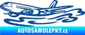 Samolepka Letadlo 026 levá v oblacích Ultra Metalic modrá