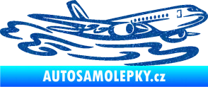 Samolepka Letadlo 026 pravá v oblacích Ultra Metalic modrá