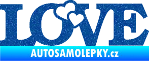 Samolepka Love 001 nápis se srdíčky Ultra Metalic modrá