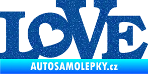 Samolepka Love 002 nápis se srdíčkem Ultra Metalic modrá