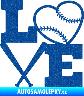 Samolepka Love baseball Ultra Metalic modrá