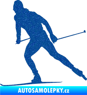 Samolepka Lyžař 006 levá běžky Ultra Metalic modrá