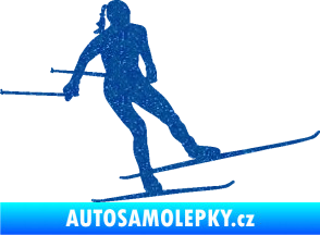 Samolepka Lyžařka 001 pravá běh na lyžích Ultra Metalic modrá