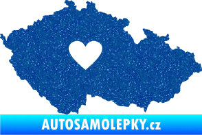 Samolepka Mapa České republiky 002 srdce Ultra Metalic modrá