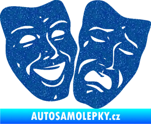Samolepka Masky tváře 001 pravá veselý a smutný Ultra Metalic modrá