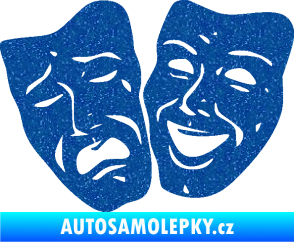 Samolepka Masky tváře 001 levá veselý a smutný Ultra Metalic modrá
