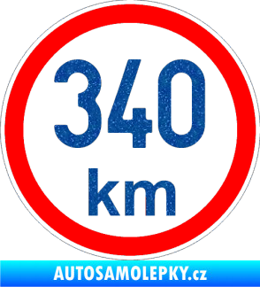 Samolepka Maximální rychlost 340km - nejvyšší konstrukční rychlost Ultra Metalic modrá