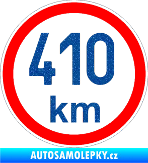 Samolepka Maximální rychlost 410km - nejvyšší konstrukční rychlost Ultra Metalic modrá